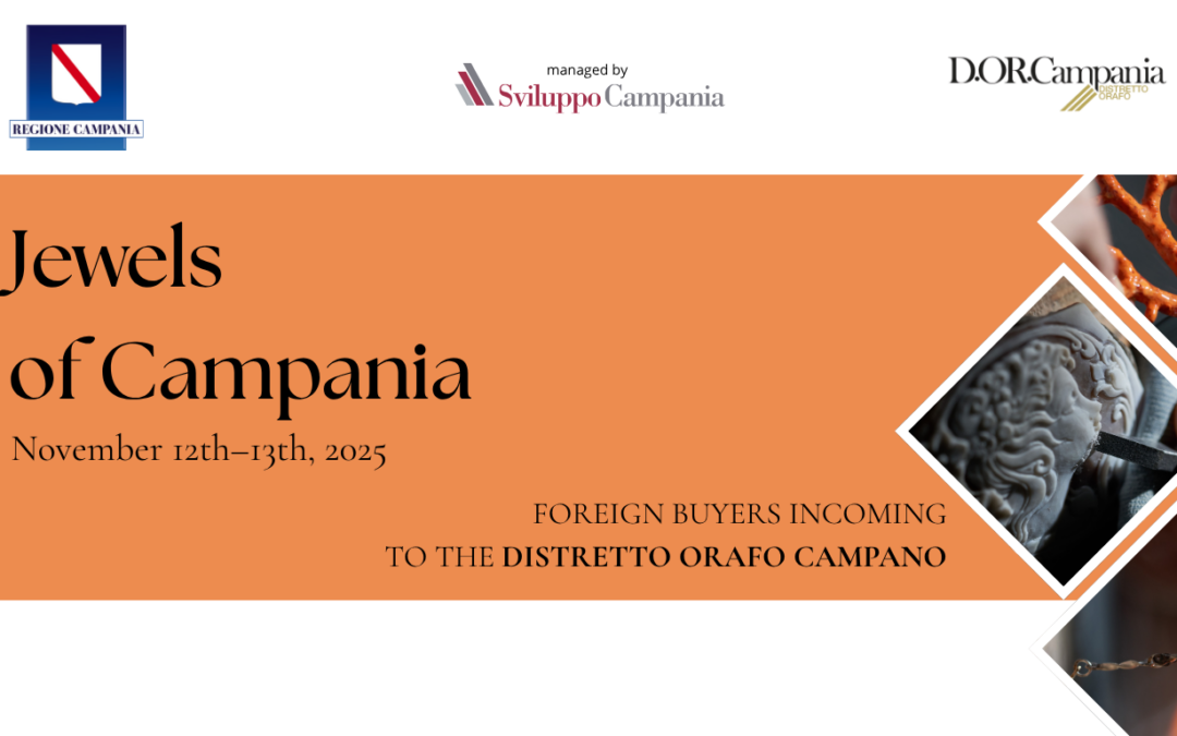 Il 12 e 13 novembre prossimi il Tarì ospiterà in uno dei suoi padiglioni espositivi l’Evento btob “Jewels of Campania”, promosso dalla Regione Campania a favore delle aziende produttive dell’intero Distretto orafo campano.